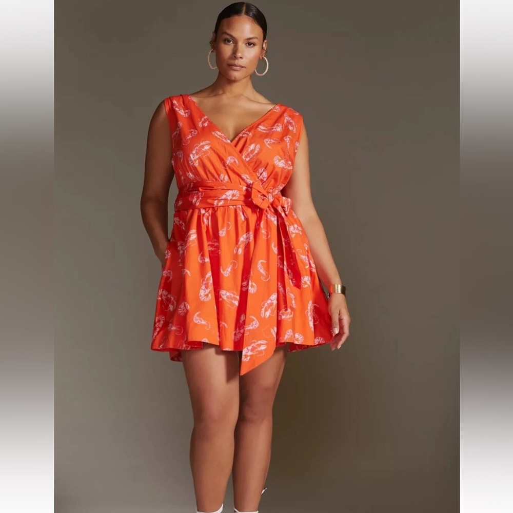 Anthropologie Orange Paisley Mini Dress